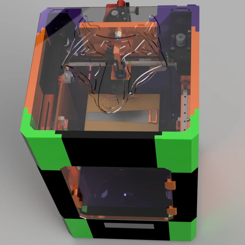 Render of Fenrir with split parts shown in contrasting colours (Apr 2023)